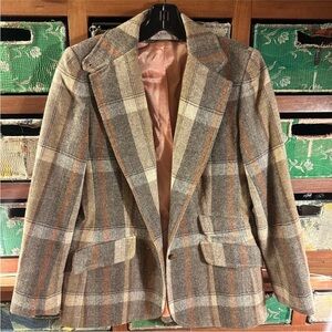 Vintage America Tan and Brown Blazer Classic Tailored Design